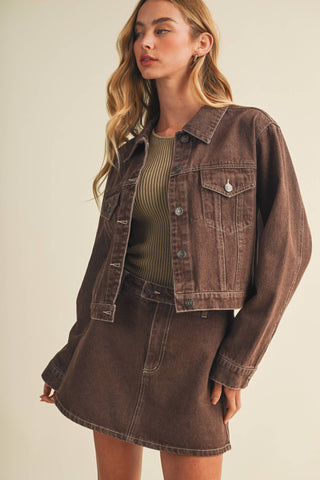 Garment-Dyed Rigid Denim Trucker Jacket - Simply Sunflowers