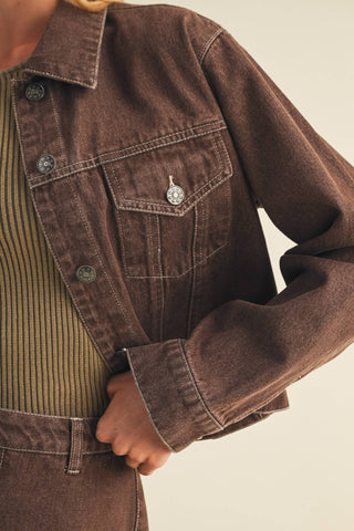 Garment-Dyed Rigid Denim Trucker Jacket - Simply Sunflowers