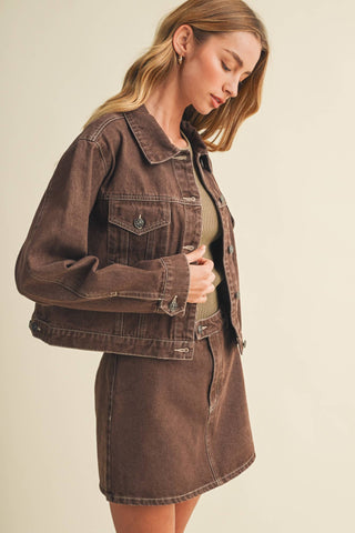Garment-Dyed Rigid Denim Trucker Jacket - Simply Sunflowers