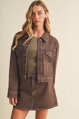 Garment-Dyed Rigid Denim Trucker Jacket - Simply Sunflowers