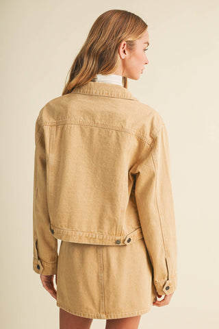 Garment-Dyed Rigid Denim Trucker Jacket - Simply Sunflowers