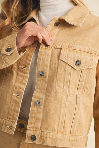 Garment-Dyed Rigid Denim Trucker Jacket - Simply Sunflowers