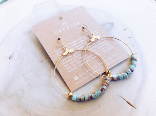 Gemstone Gold Hoop Earrings - Simply Sunflowers