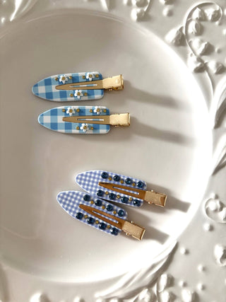 Gingham Flower Makeup Clips - Simply Sunflowers