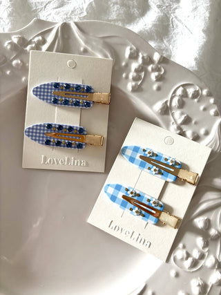 Gingham Flower Makeup Clips - Simply Sunflowers