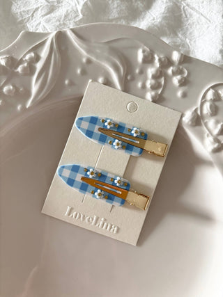 Gingham Flower Makeup Clips - Simply Sunflowers