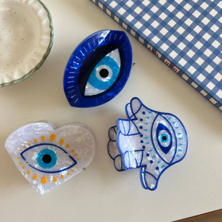 Hamsa Hand & Heart Evil Eye Design Hair Clip - Simply Sunflowers