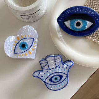 Hamsa Hand & Heart Evil Eye Design Hair Clip - Simply Sunflowers