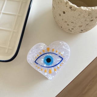 Hamsa Hand & Heart Evil Eye Design Hair Clip - Simply Sunflowers