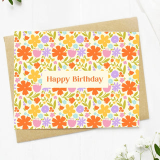 "Happy Birthday" Floral Greeting Card - Simply Sunflowers