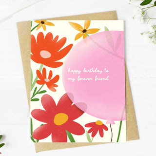 "Happy Birthday To My Forever Friend" Floral Greeting Card - Simply Sunflowers