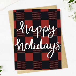 "Happy holidays" Plaid Card - Simply Sunflowers