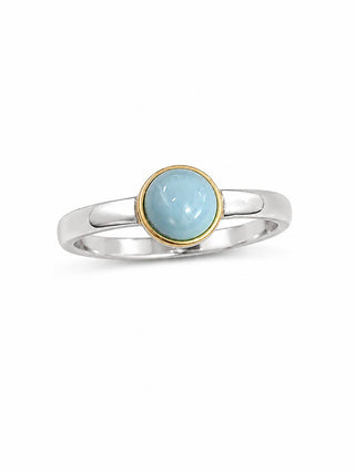 Healing Mist Turquoise Sterling Silver Brass Detail Ring - Simply Sunflowers