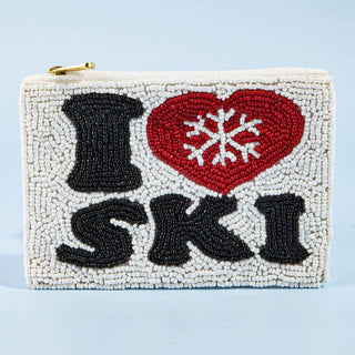 I Love Ski Beaded Coin Purse - Simply Sunflowers