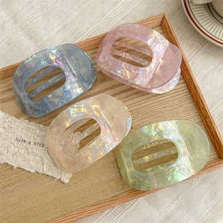 Iridescent Oval Flat Hair Claw Clip - Simply Sunflowers
