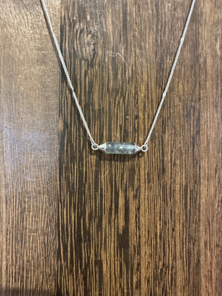 Labradorite Bar Silver Necklace - Simply Sunflowers