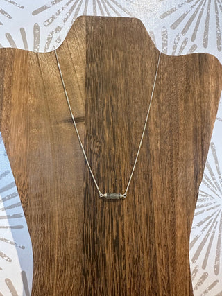 Labradorite Bar Silver Necklace - Simply Sunflowers