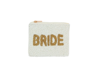 Ladies Fully Beaded White BRIDE Coin Purse - Simply Sunflowers