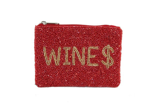 Ladies Fully Beaded WINES Theme Coin Purse - Simply Sunflowers