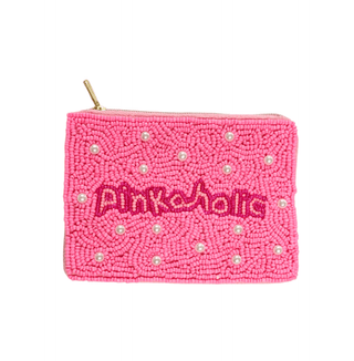 Ladies Pinkaholic Themed Beaded Coin Purse - Simply Sunflowers