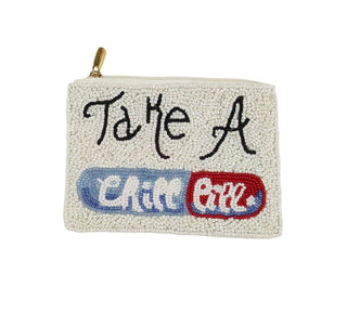 Ladies Take a Chill Pill  Fully Beaded Coin Purse  - Simply Sunflowers