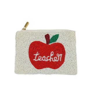 Ladies Teacher Themed Fully Beaded Coin Purse - Simply Sunflowers