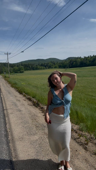 Langley Denim Top - Simply Sunflowers