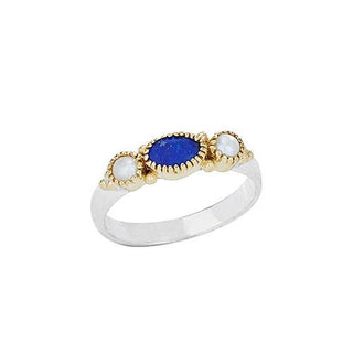 Light Up The Sky Sterling Silver Lapis And Pearl Ring - Simply Sunflowers