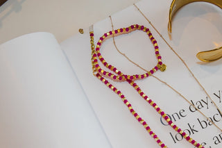 Louise Pink and Gold Beaded Bracelet - Simply Sunflowers