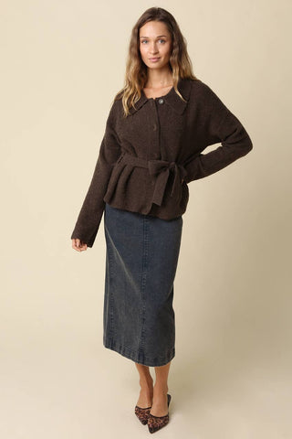 Maci Belted Knit Jacket - Simply Sunflowers