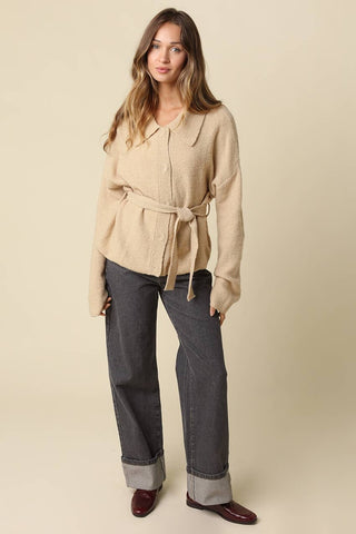 Maci Belted Knit Jacket - Simply Sunflowers