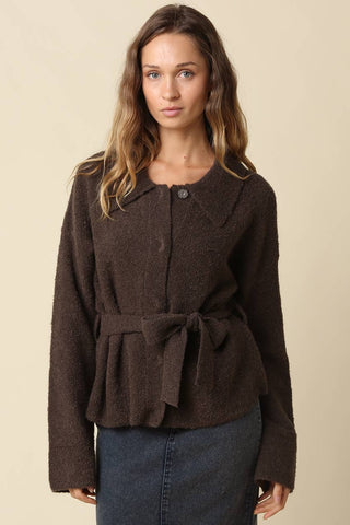 Maci Belted Knit Jacket - Simply Sunflowers