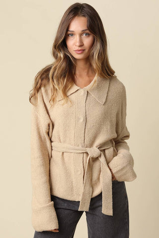 Maci Belted Knit Jacket - Simply Sunflowers