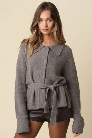 Maci Belted Knit Jacket - Simply Sunflowers