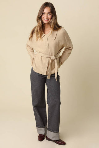 Maci Belted Knit Jacket - Simply Sunflowers