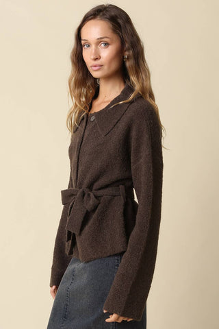 Maci Belted Knit Jacket - Simply Sunflowers