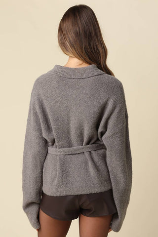 Maci Belted Knit Jacket - Simply Sunflowers