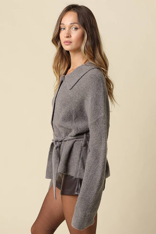 Maci Belted Knit Jacket - Simply Sunflowers