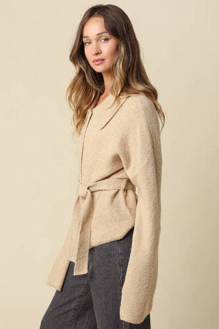 Maci Belted Knit Jacket - Simply Sunflowers