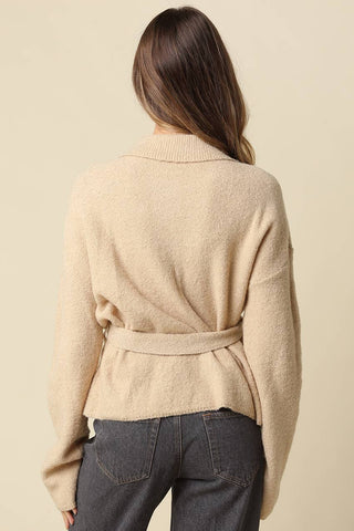 Maci Belted Knit Jacket - Simply Sunflowers