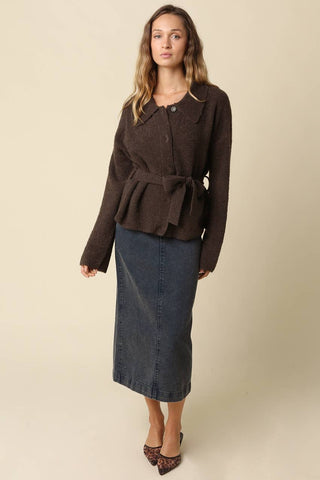Maci Belted Knit Jacket - Simply Sunflowers