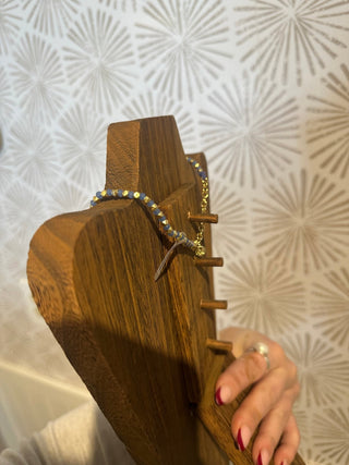 Maren Blue and Gold Beaded Necklace - Simply Sunflowers