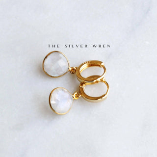 Moonstone Huggie Earrings - Simply Sunflowers