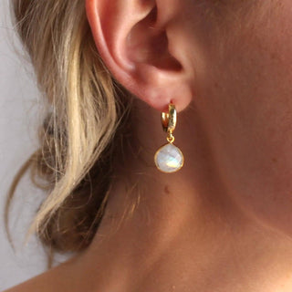 Moonstone Huggie Earrings - Simply Sunflowers