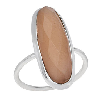 Morning Glow Sterling Silver Peach Moonstone Ring - Simply Sunflowers