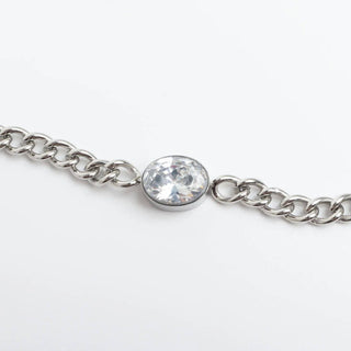 Oval Cubic Zirconia Stone Curb Chain Bracelet - Simply Sunflowers