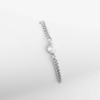 Oval Cubic Zirconia Stone Curb Chain Bracelet - Simply Sunflowers