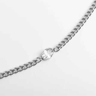 Oval Cubic Zirconia Stone Curb Chain Bracelet - Simply Sunflowers