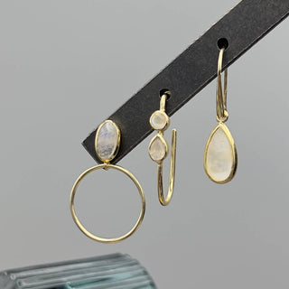 Oval Moonstone Earrins - Simply Sunflowers