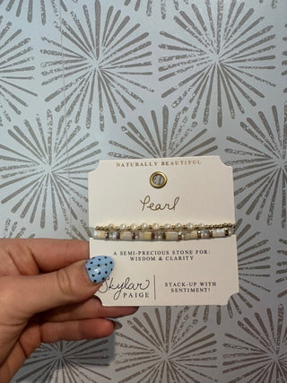 Pearl Gemstone Beaded Bracelet Stack - Simply Sunflowers